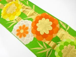 アンティーク　菊に竹笹模様織り出し袋帯（材料）